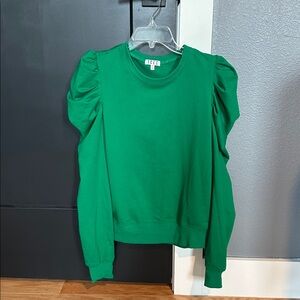 Green Puff Sleeve Long Sleeve Top